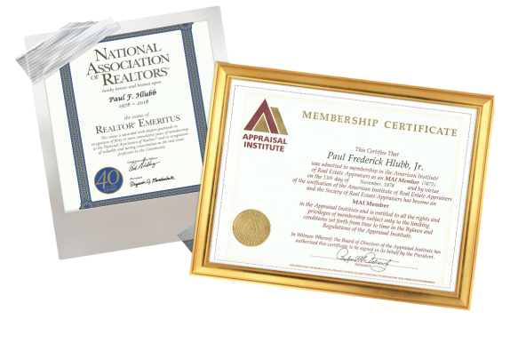 Paul F. Hlubb Jr.'s SRA and MAI credentials, 1976-1978